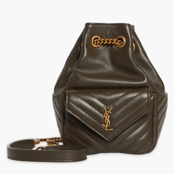 Saint Laurent Mini Joy Matelassé Leather Bucket Bag in 
Light Musk Green 1950$ - Picture 5 of 17